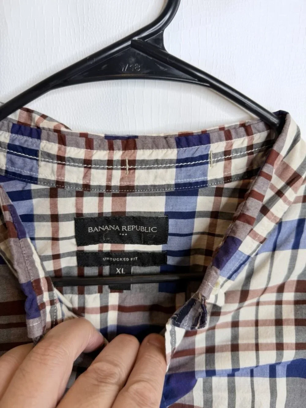 Banana Republic Slim Fit Untucked Flannel Button Down Shirt Men's Size XL